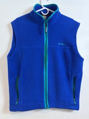 Vintage LL Bean Campmor USA Made Zip Front Blue Fleece Vest SEE Description